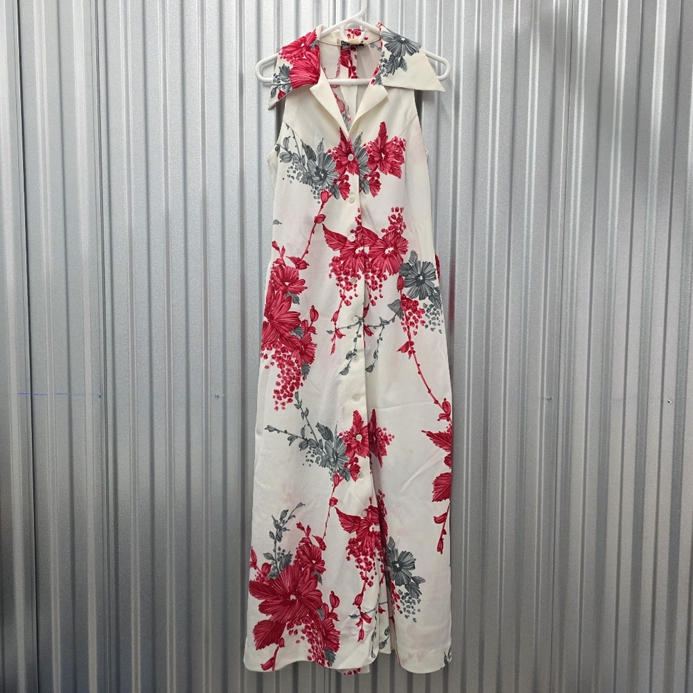 Vintage Fred Rothschild Hawaii Host Maxi Dress Floral MID Century Women's S/M?